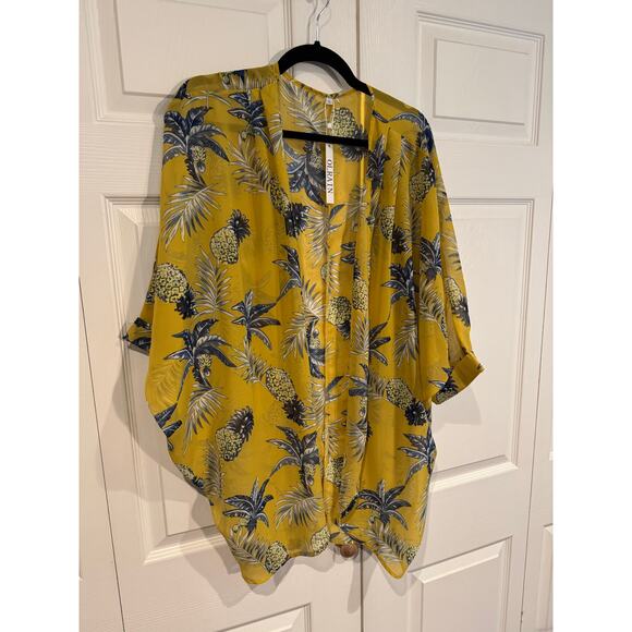 New Floral Pineapple Kimono Duster Cardigan Lightweight & Stylish Med - Picture 6 of 8